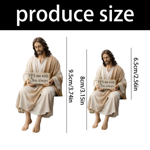 Statue de compagnon de bureau en résine Christ-Un 2 pièces 1