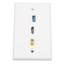 HD Multimedia Interface Ethernet Wall Plate USB 3.0 TV F Type ABS 3 Ports
