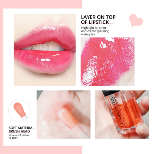 Glossa per labbra rosa da 6 ml, idratante, nutriente, brillante a lunga durata 1