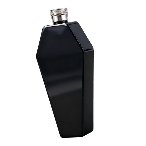 Modern Geometric Shape Pocket Size Liquor Bottle-Black