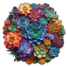 Wooden Jigsaw Puzzle 200 Pieces for Adults Mandala Succulent Design with Unique Animal Shapes