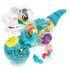 Electric Walking Dinosaur Toy with ColorChanging LED Lights, Music, Transparent Gear Design