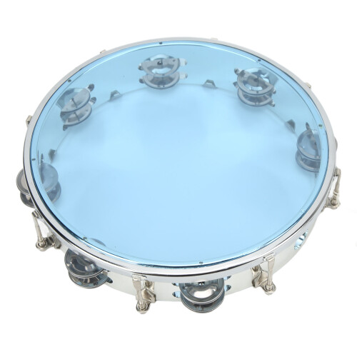 10in Hand Drum with Adjustable Tone, Double Row ABS Blue Hand Bell Percussion