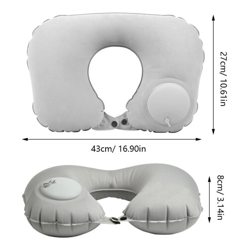 2Pcs Grey Travel Pillow U Shaped Neck Support Cushion for Sleeping Use 1