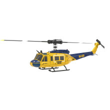 UH1 Huey RC Helicopter for Adults 1/48 Scale 6CH Flybarless with Gyro Brushless Motor RTF 3 Battery