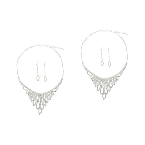 2 Sets Legierung Kristall Brautschmuck Ohrringe 2