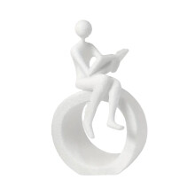 Reading Figurines Statue Abstract Art Sculpture Modern-White