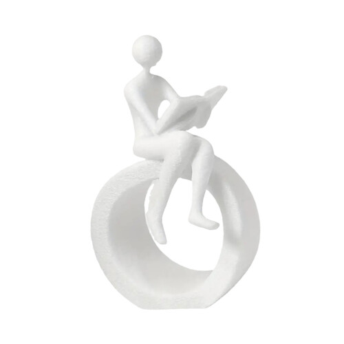 Bookshelf Decors Plastic Reading Statue Modern Home-White