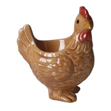 Durable Ceramic Chicken Eggs Holders Funny Design-brown