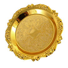 Multipurpose Metal Tray for Serving Cakes Fruits-Gold. 8 inches