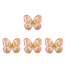 4Pcs Rosy Paper Butterflies Wall Sticker 3D Self-Adhesive Decals