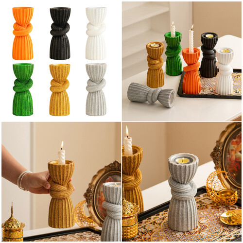 Retro Taper Candle Holders Curtain Candlestick Holders-White 2