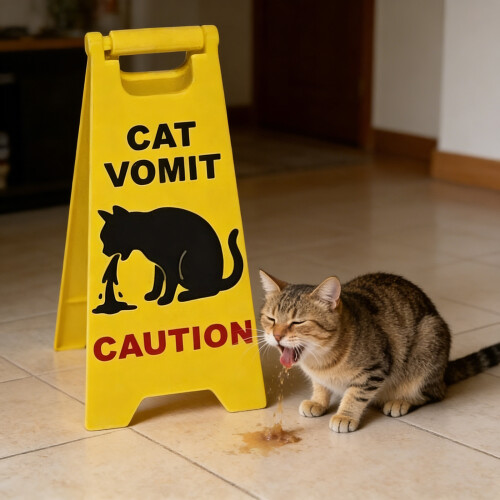 1 Stück Katzen-Erbrochenes-Vorsichtsschilder,-A 2