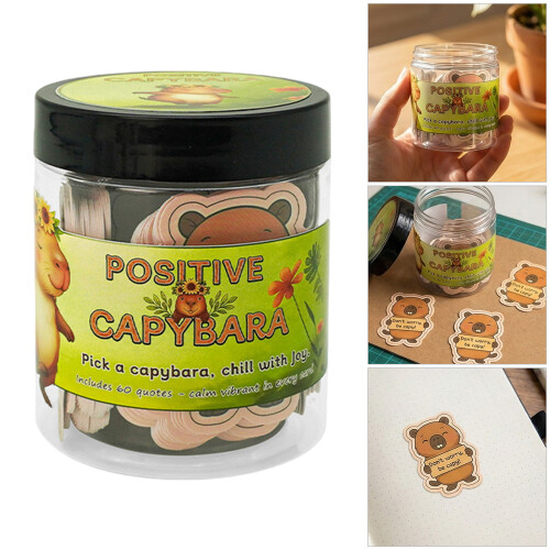60 Sheets Animal Themed Greeting Card in-Positive capybara 1