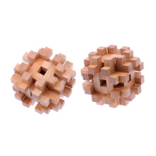 Wooden Puzzle Ball Luban Lock 3D Brain Teaser for Adults and Kids, Durable Desk Toy Boosts Logic