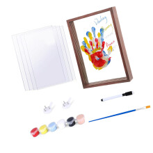 Artistic DIY Handprint Set Wooden Frame Keepsakes-wood color