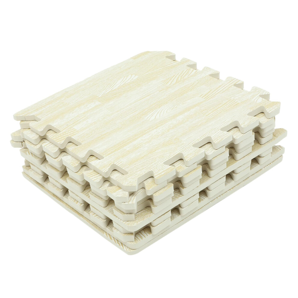 Foam Play Mat With Wood Texture, 10Pcs Interlocking Eva Floor Tiles For Kids Crawling And Play Grain