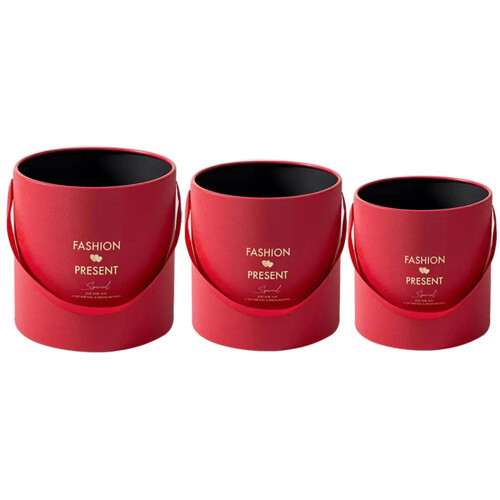 3 Stück Valentinstag-Geschenkboxen für Rosen,-Rot
