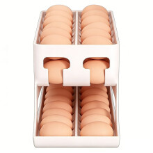 Space Saving Refrigerator Eggs Organizers With Rolling-White