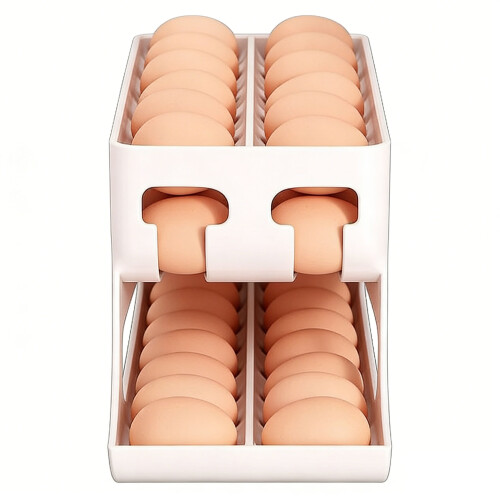 Space Saving Refrigerator Eggs Organizers With Rolling-White