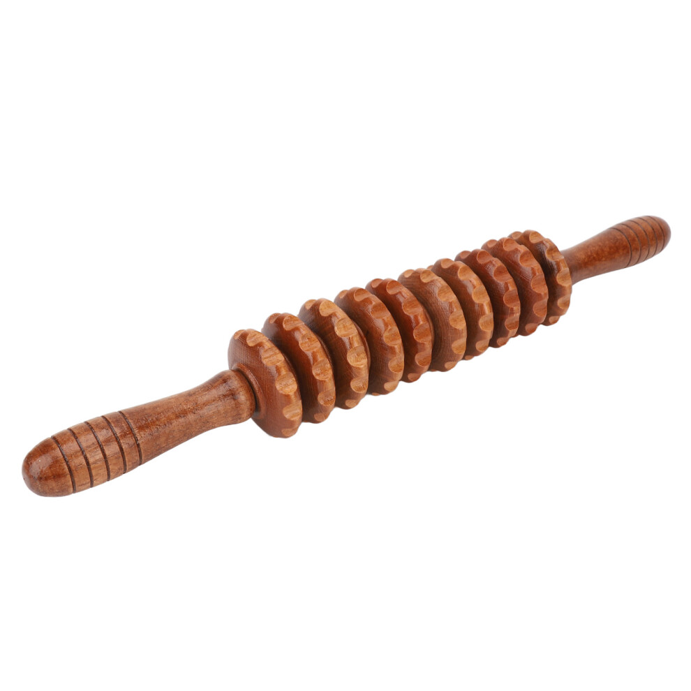 Wooden Massage Roller Stick 41cm Fatigue Relief Red Tool