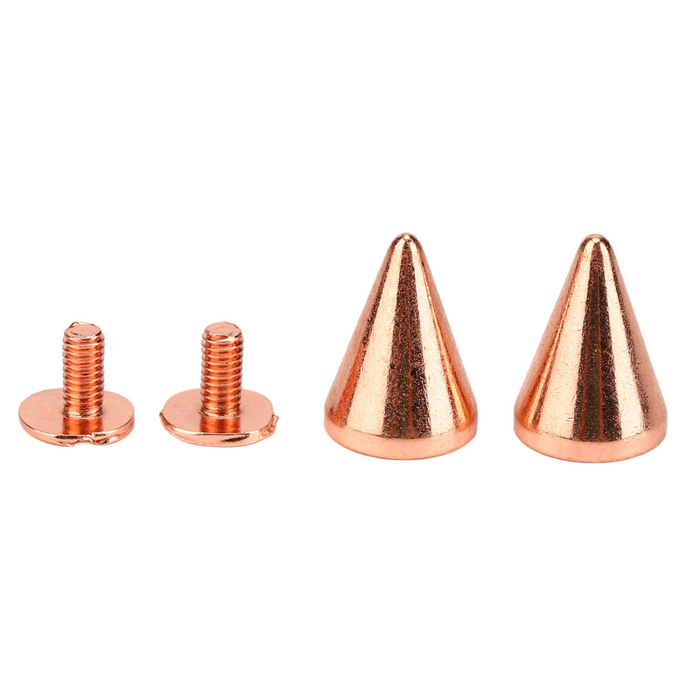 100 Sets Rose Gold Punk Cone Spikes 9.5X15mm Brass Rivets Diy Decoration 4621356862089