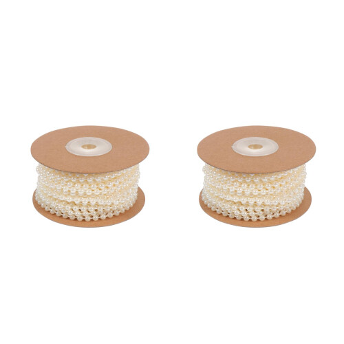 2Rolls DIY Plastic Beads String Beige for Garlands and Wedding Decor