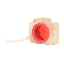 Kids Camera Toy with Prism Lens, Creative Optical Effect, Oak Wood, Red, 5.2x4.8x2.5cm