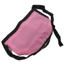 Austflüssigkeitsdichte rosafarbene Mesh-Pferdefuttertasche, 24x24cm, verstellbarer Gurt