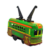 Vintage Green Wind Up Tram Retro Clockwork Iron Toy Car Collectible Durable Battery