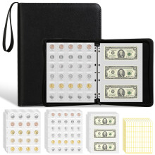 Coin Collection Album with 500 Coin and 180 Bill Pockets, Large Capacity PU Leather Holder
