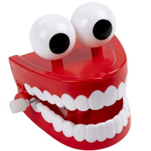 Red Wind Up Chattering Teeth Toy with Eyes, Funny Plastic Party Favor Gift for Halloween Christmas