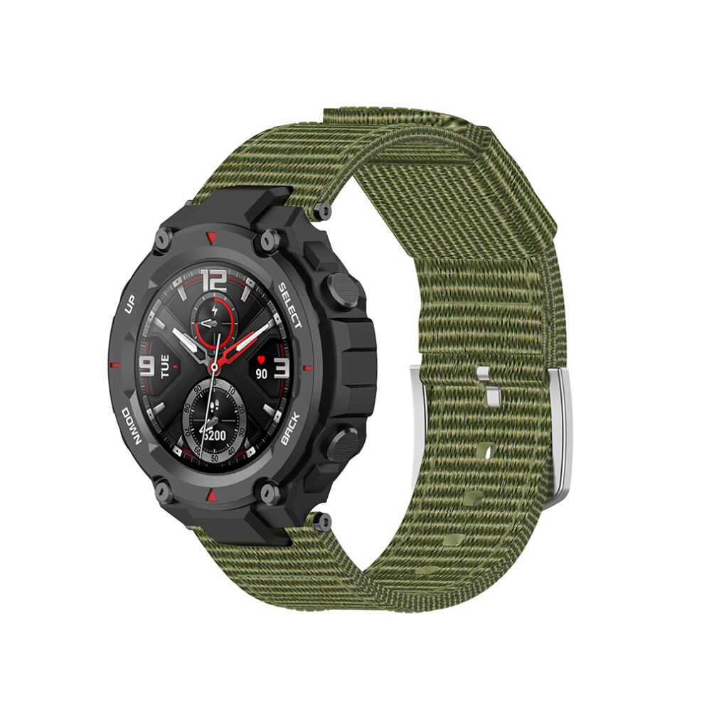 Replacement Canvas Band For Amazfit T Rex Smartwatch, Breathable, Sweatproof, Black/Dark Blue/Military Green 8491390179438