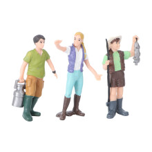 Farm Figurines Set of 3, Realistic PVC Miniature Farmer Figures for Diorama, Display and Sand Table