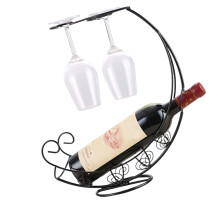 Cadeau artistique de porte-bouteille en verre de vin de fer-Noir