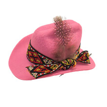 Fashion Pet Hat With Colorful Ribbons Soft Materials Pet-Pink