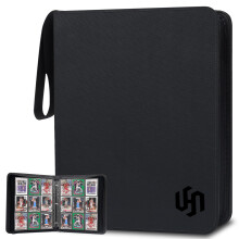 Trading Card Binder 9 Pocket PU Leather 720 Cards with Sleeves Zipper Closure for Baseball Cards