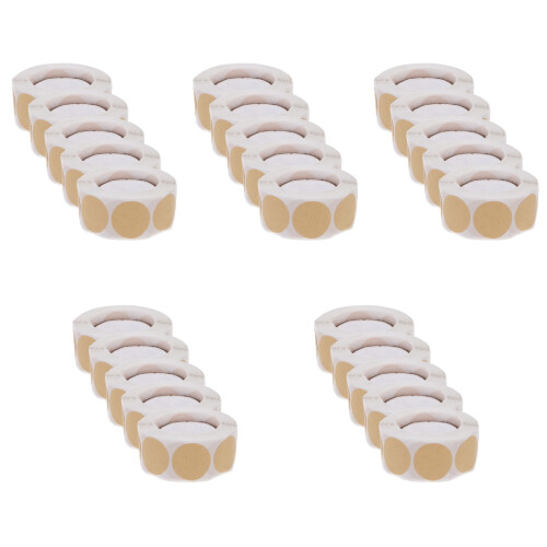 25Rolls Khaki Adhesive Round Dot Stickers for Easy Item Classification