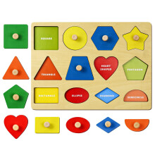 Wooden Shape Peg Puzzle with EasyGrip Knobs, Colorful Educational Board for Toddlers