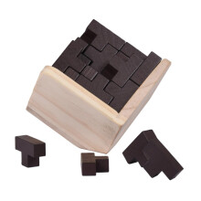 Wooden Cube Puzzle with Dual Assembly Modes for Adults and Kids Educational Brain Teaser Game