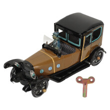 Vintage Wind Up Car Toy with Retro Clockwork Motion, Handcrafted Tinplate Collectible Model for Home or Cafe Decor