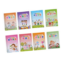 8pcs Grooved Handwriting Practice Book Set for Kids Bilingual Chinese English Writing Workbook