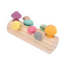 Montessori Wooden Toys Mushroom Sorting Set for Toddlers with Storage Rack and Color Sorting Fun
