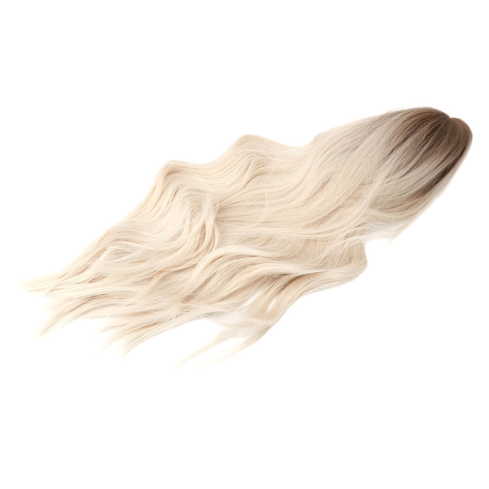 Unisex Brown Gradient Blonde Long Curly Synthetic Wig For Cosplay & Parties