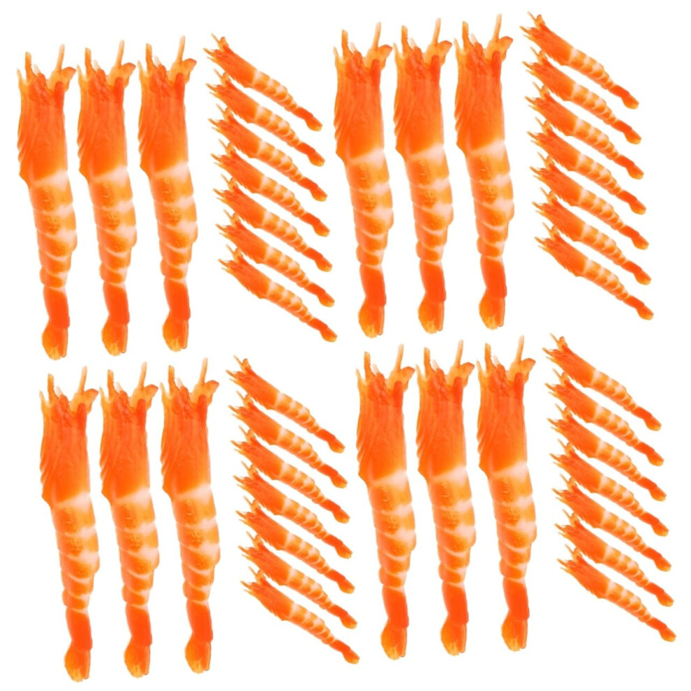 40Pcs Realistic Fake Shrimp Props For Photography, Kitchen Decor, Party Display And Education 9455672937702