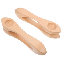 2pcs Wooden Musical Spoons for Kids Percussion, Natural Wood Rhythm Instrument for Preschool