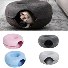 (Blue,M)Letto Tunnel Gatto Feltro Pet Cucciolo Nido Caverna Casa Ciambella Rotonda Gioco Giocattolo Interattivo