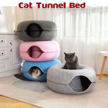 (Grey,M)Letto Tunnel Gatto Feltro Pet Cucciolo Nido Caverna Casa Ciambella Rotonda Gioco Giocattolo Interattivo