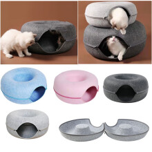 (Pink,L)Letto Tunnel Gatto Feltro Pet Cucciolo Nido Caverna Casa Ciambella Rotonda Gioco Giocattolo Interattivo