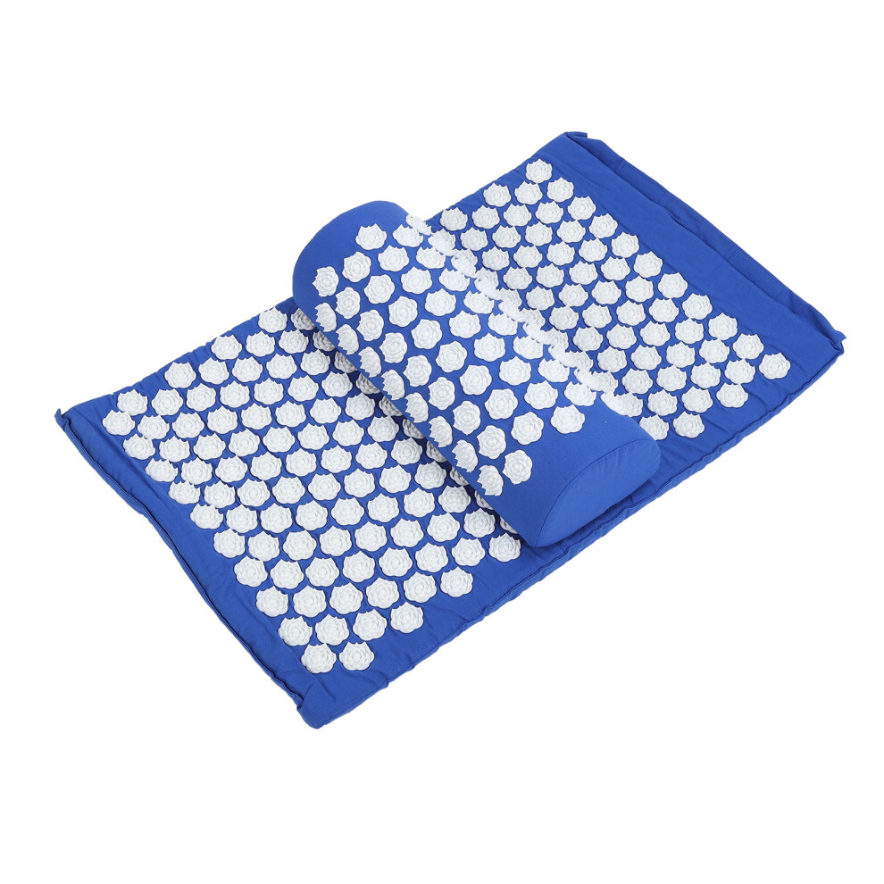 Blue Acupressure Pad Massage Mat 60X40cm With Pillow For Muscle Relaxation